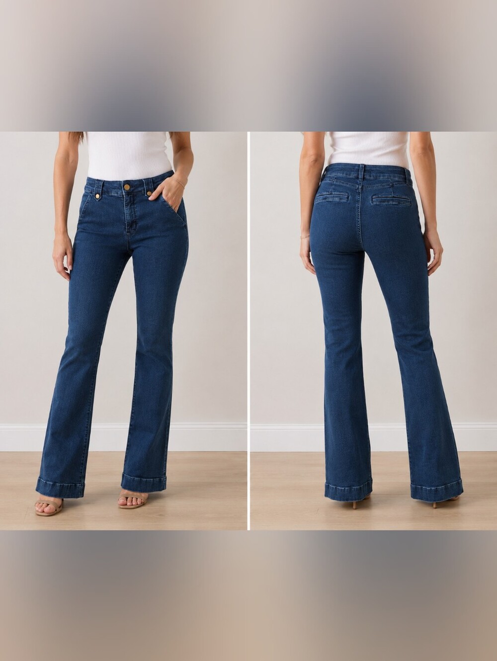 Croft & Barrow Dark Blue Women's High-Rise Flared Jeans Size 6